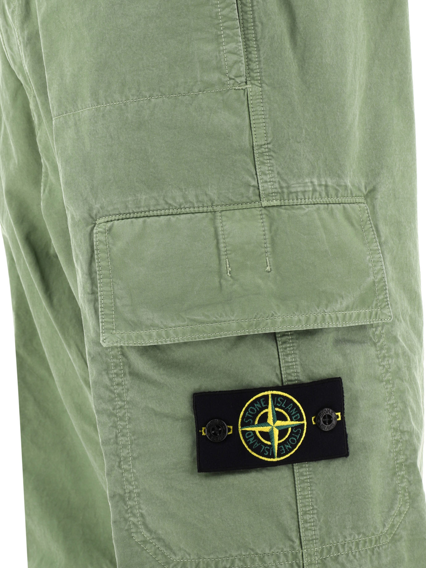 STONE ISLAND Green Compass cargo trousers